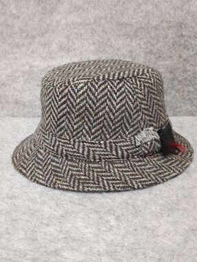 Hanna hats walking cap cross pattern Grey Black Wool Men's Hat Size XL